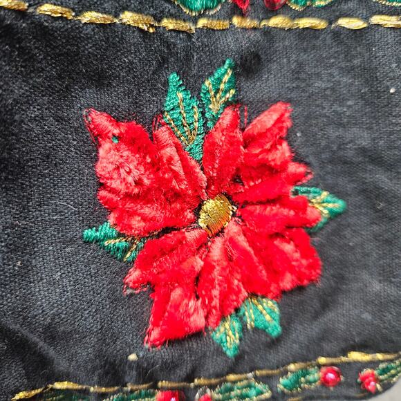 Vtg New Direction Women's Denim Jacket Shacket Christmas Embroidery Sequins XL - Picture 3 of 8